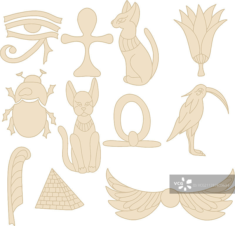 埃及扁平风格元素图片素材