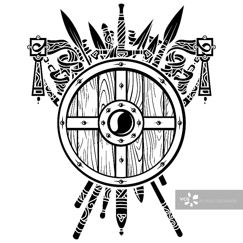 维京设计：维京盾牌和剑套装图片素材