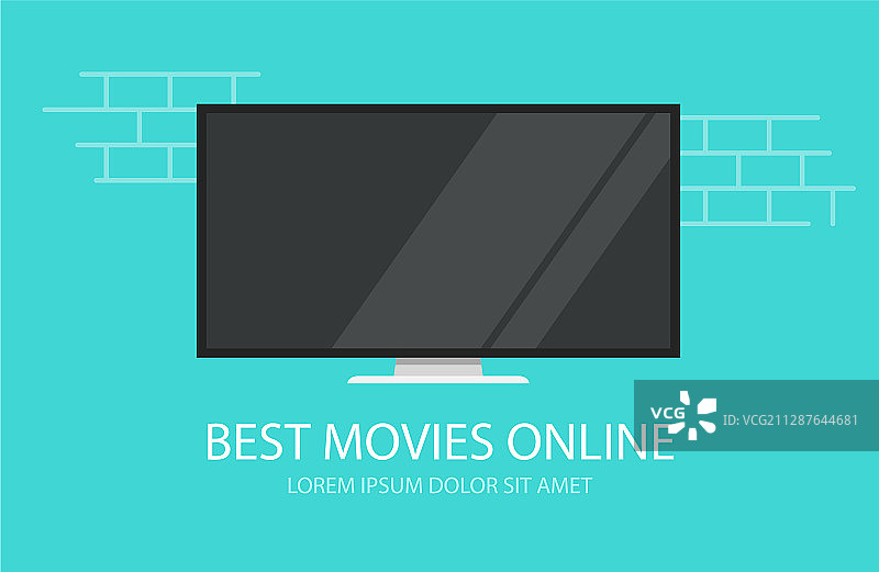 在线视频电影或电视影院（扁平风格）图片素材