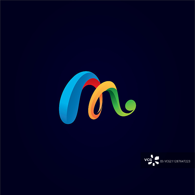 创意字母M 3D标志设计图片素材