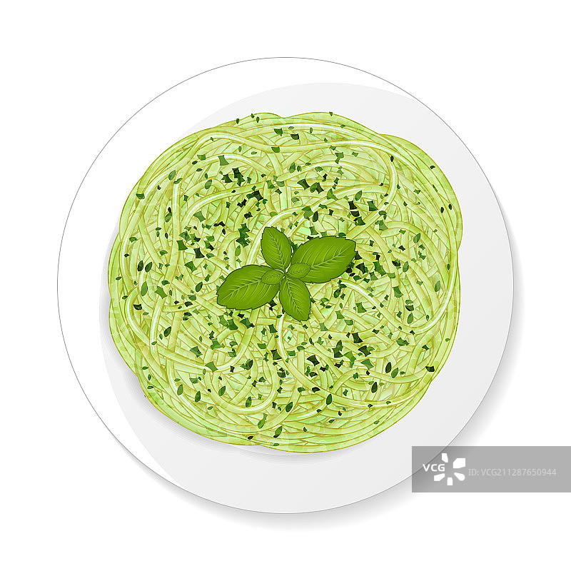 卡通风格的香蒜酱意面图片素材