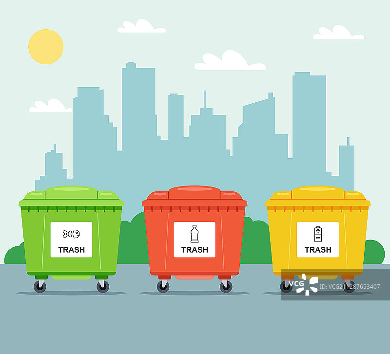 多色垃圾分类箱图片素材