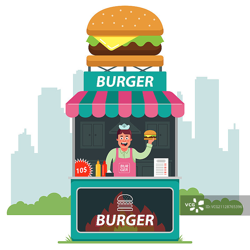 街头汉堡摊位图片素材