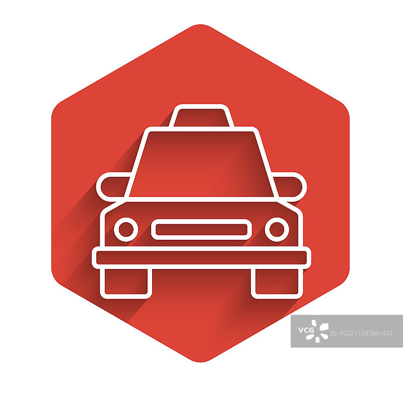 带长阴影的白色线条出租车图标图片素材