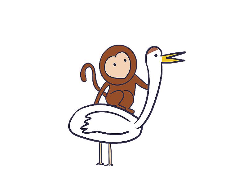 元素：猴子丹顶鹤图片素材