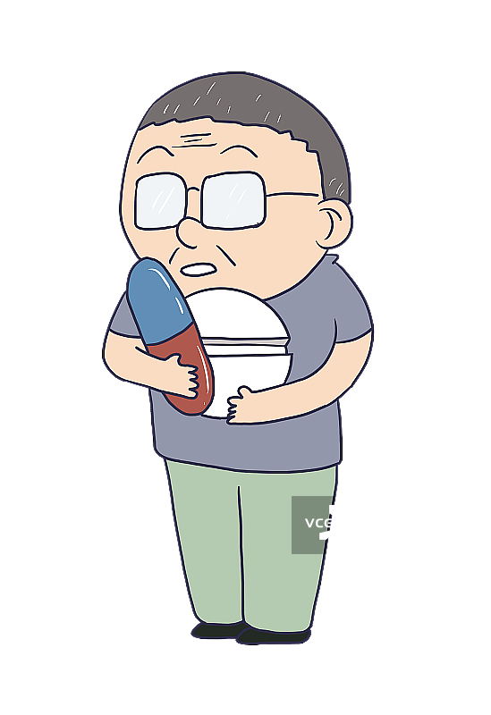 元素：拿着药片的老人图片素材