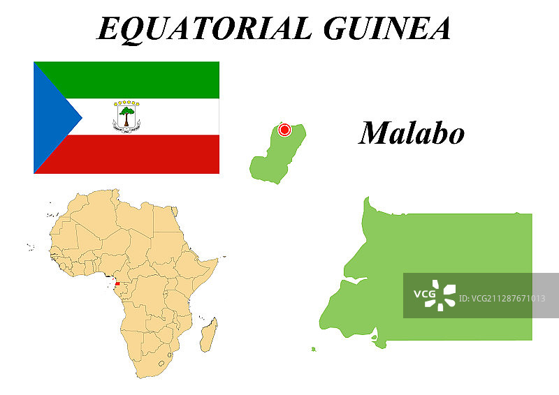 赤道几内亚国旗地图首都图片素材