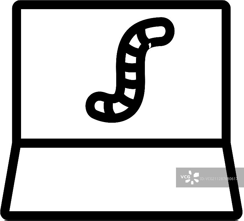 隔离的笔记本电脑图标上的蠕虫病毒图片素材