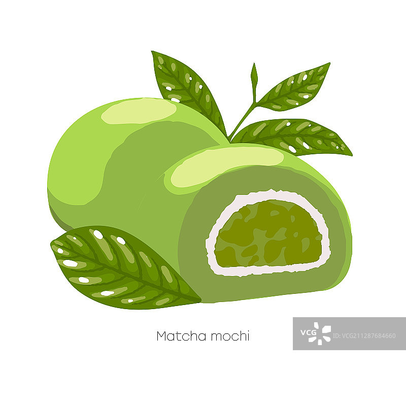 两份抹茶味绿色麻糬图片素材