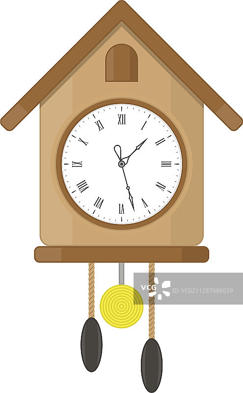 带摆锤和布谷鸟的时钟图片素材