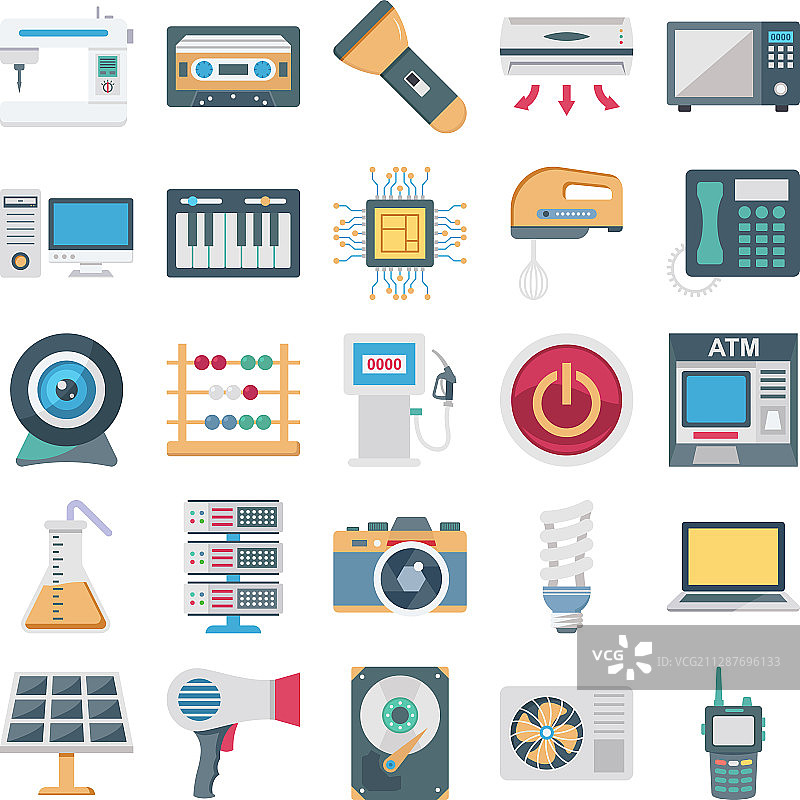 科学技术彩色图标集图片素材