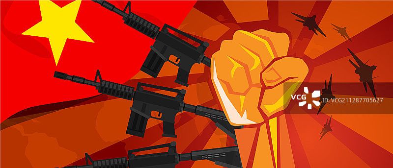越南战争宣传：手臂握拳图片素材