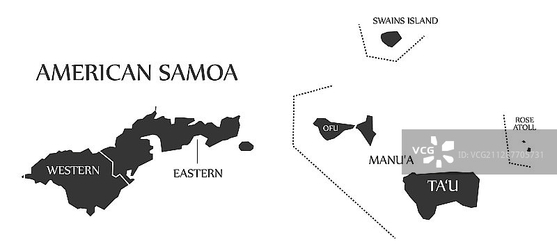 美属萨摩亚群岛地图标签（黑色）图片素材