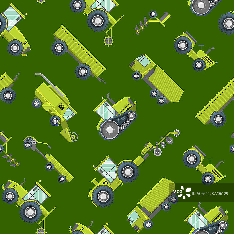 卡通农业车辆无缝图案图片素材