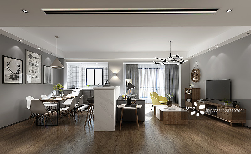 现代客厅餐厅图片素材