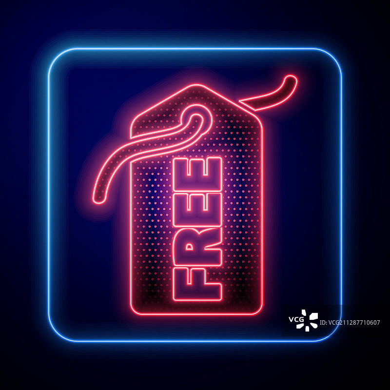 带有免费字样的发光霓虹价格标签图片素材