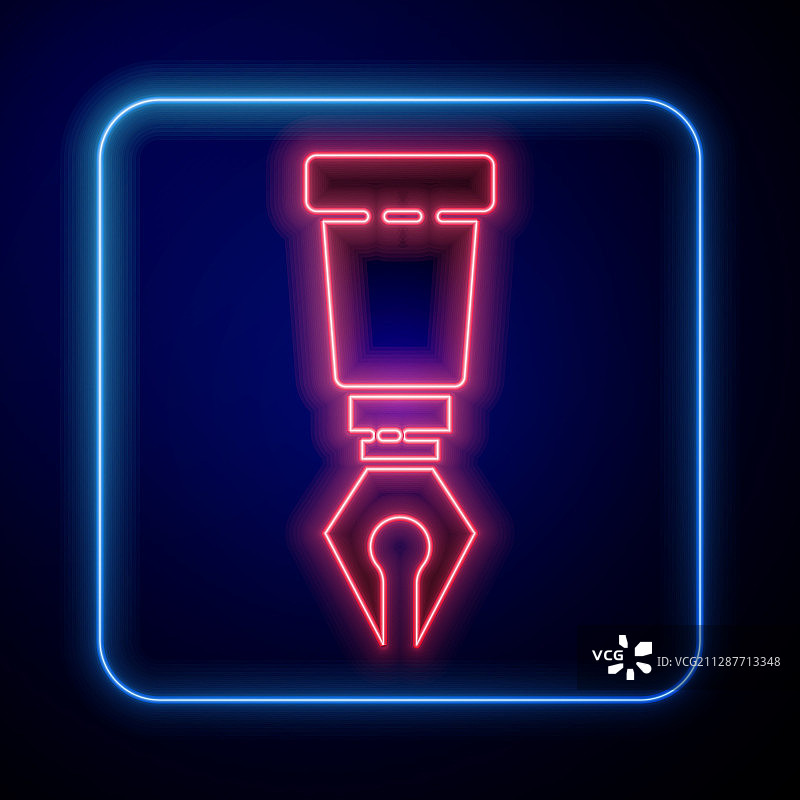 发光霓虹灯钢笔笔尖图标图片素材