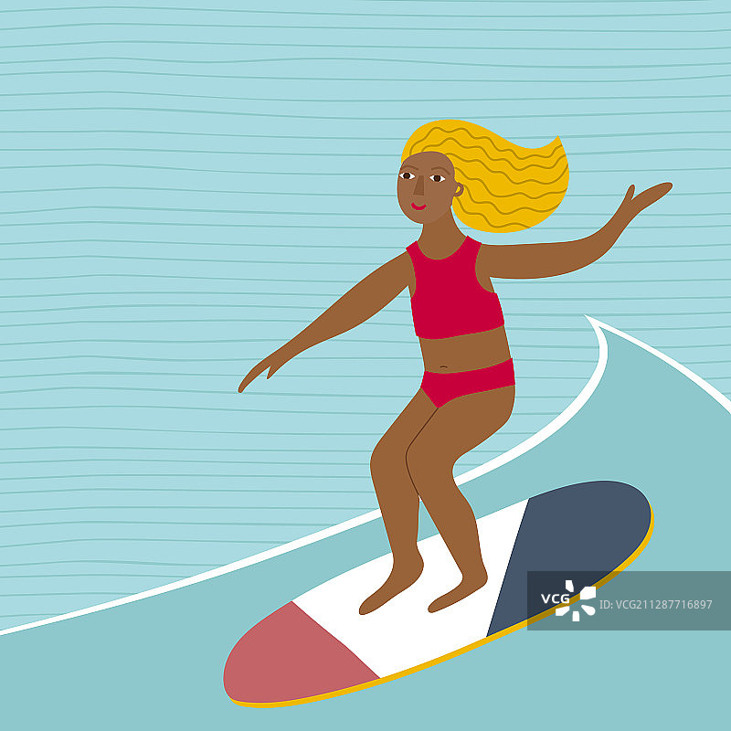 游泳冲浪的女孩图片素材