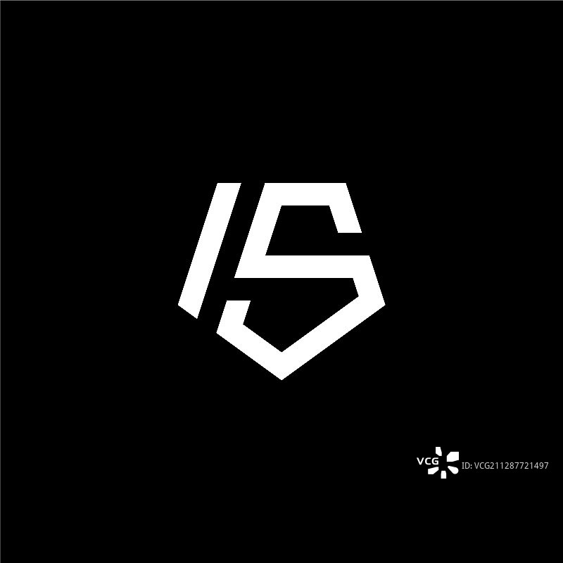 字母IS五角形标志模板图片素材