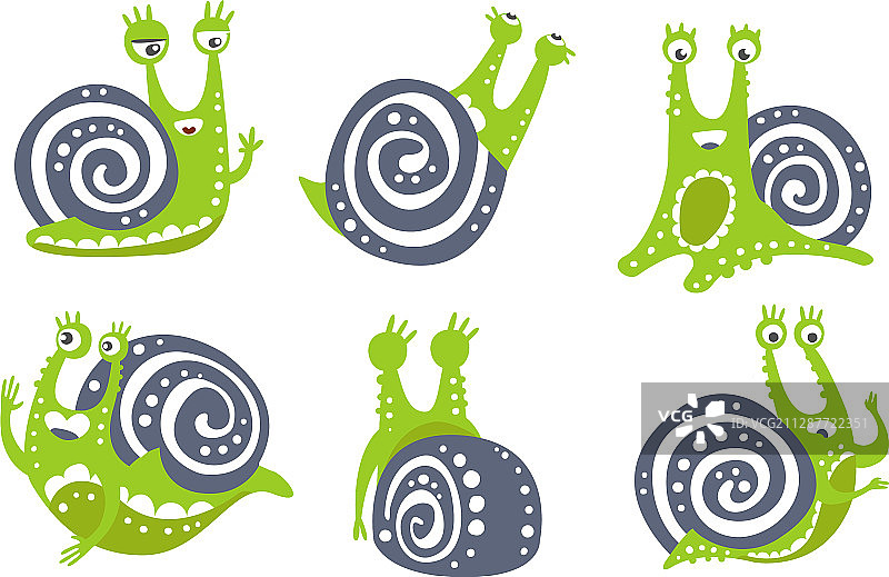 可爱蜗牛滑稽软体动物合集图片素材