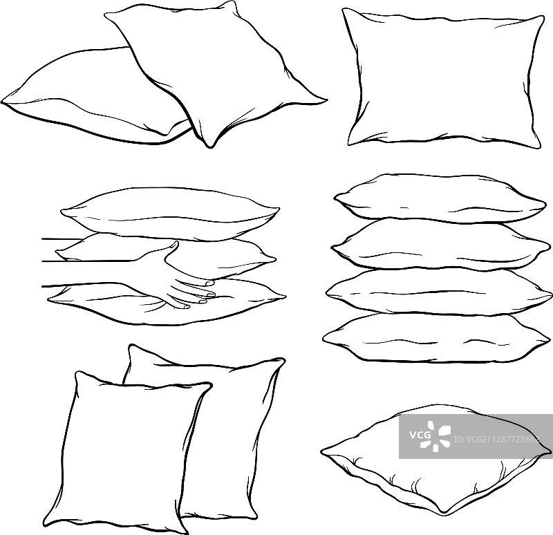 黑白风格枕头速写图片素材
