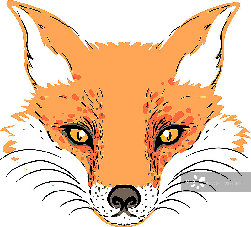 宠物狐狸脸部卡通纹身设计图片素材