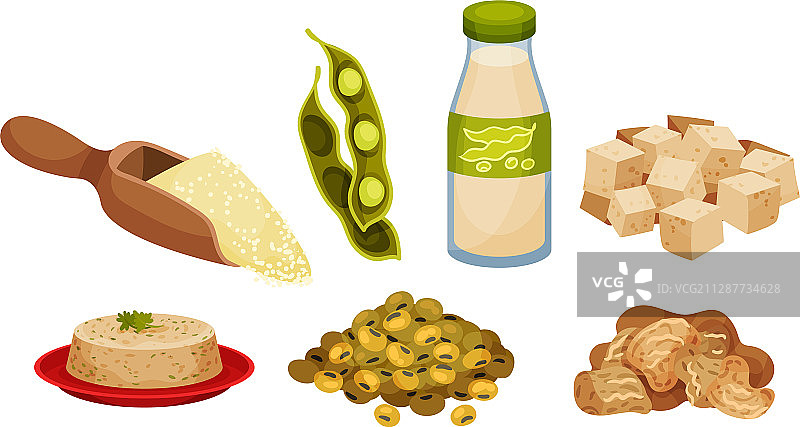 大豆产品和食品与豆荚图片素材