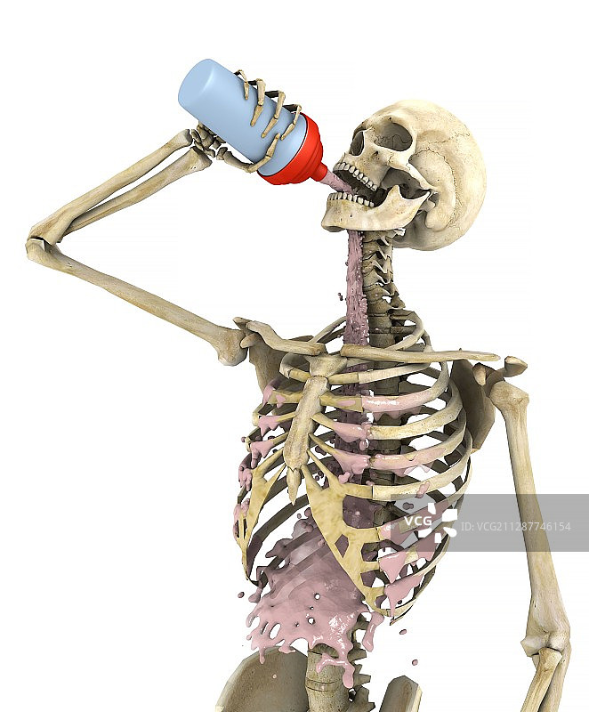 骷髅喝蛋白饮料插画图片素材