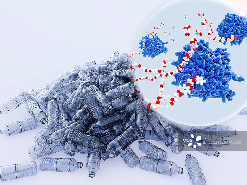 PETase酶分解塑料插画图片素材