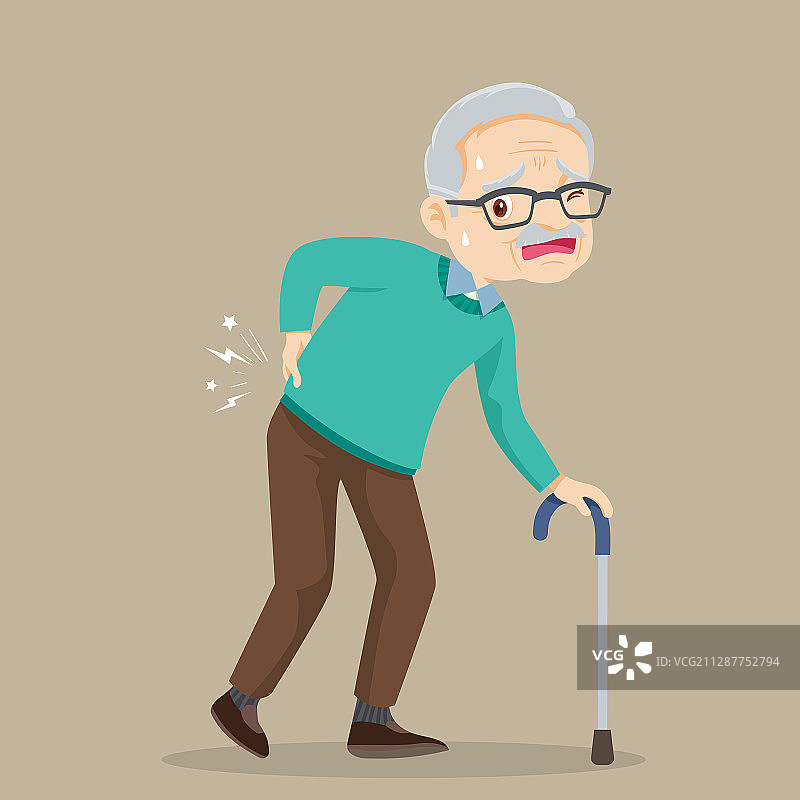 患有背痛的老年男人图片素材