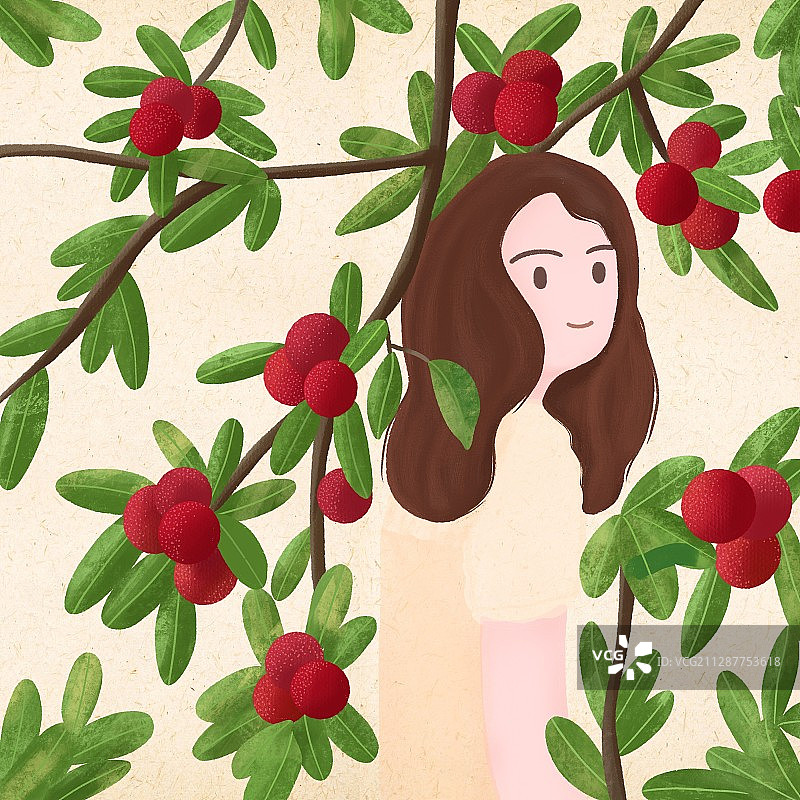 杨梅女孩图片素材