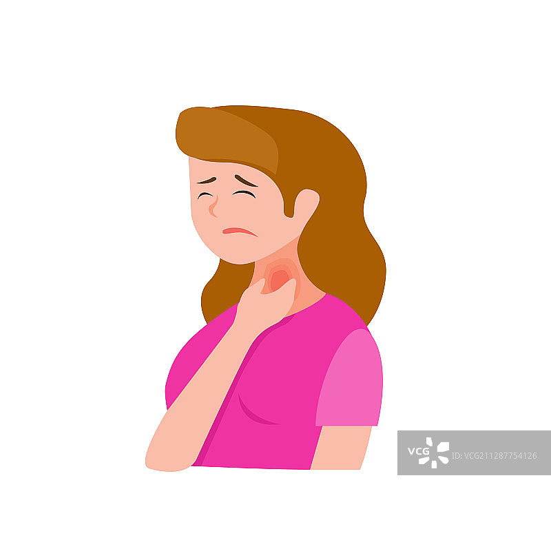 患有咽喉疼痛的年轻女孩图片素材