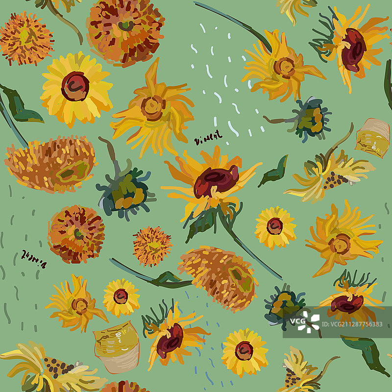 海绿色背景下的向日葵花朵图片素材