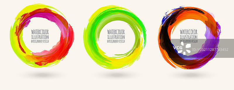 水彩圆圈纹理元素合集图片素材