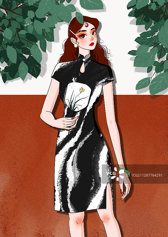 中国风江南旗袍女子图片素材