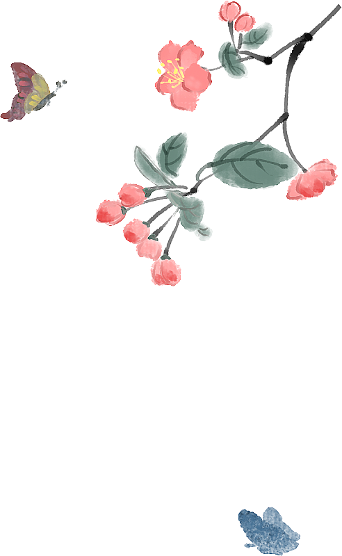 古风花朵蝴蝶图片素材