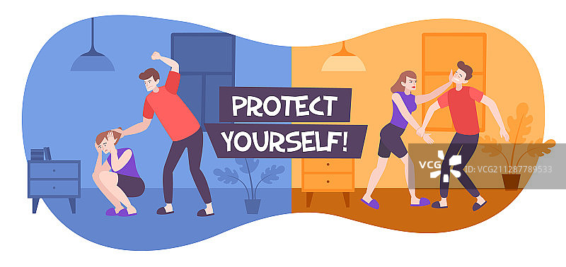 家庭暴力保护组合图片素材