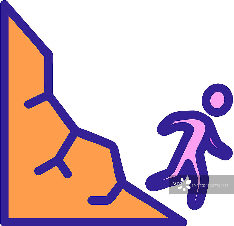 孤立的滑坡轮廓符号图标图片素材