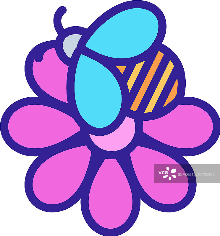 蜜蜂花朵轮廓图标图片素材