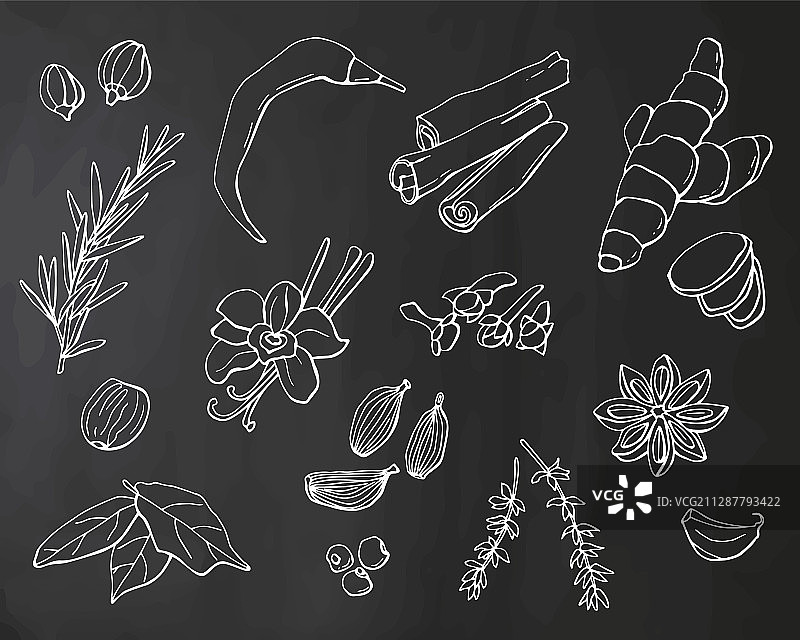 白色香料线性草图素材图片素材
