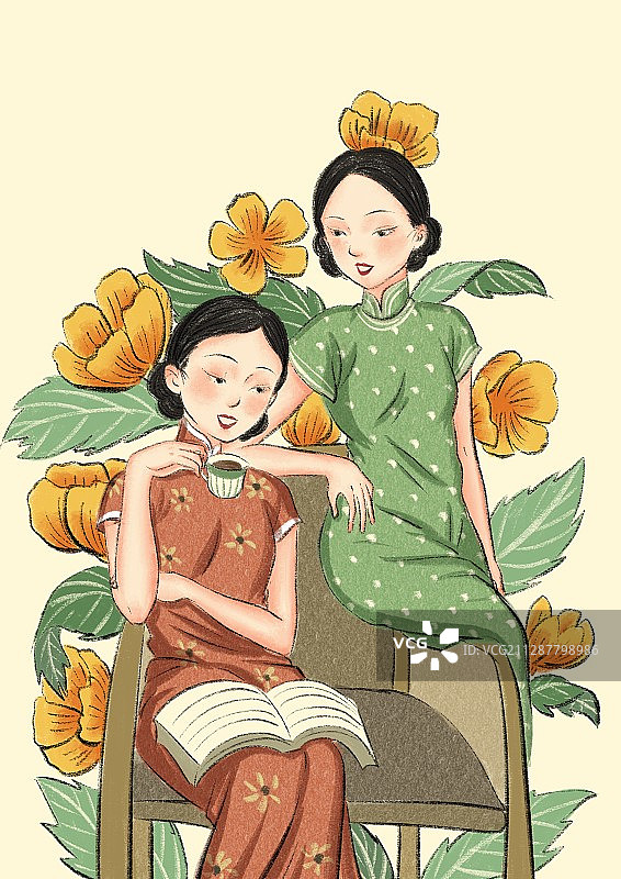 旗袍插画-50图片素材