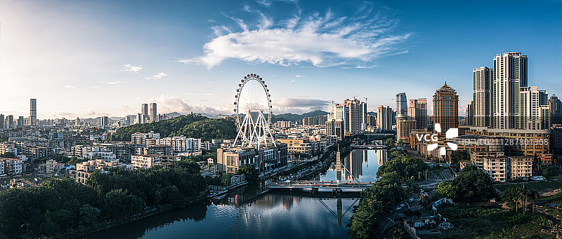 广东中山岐江两岸与摩天轮图片素材