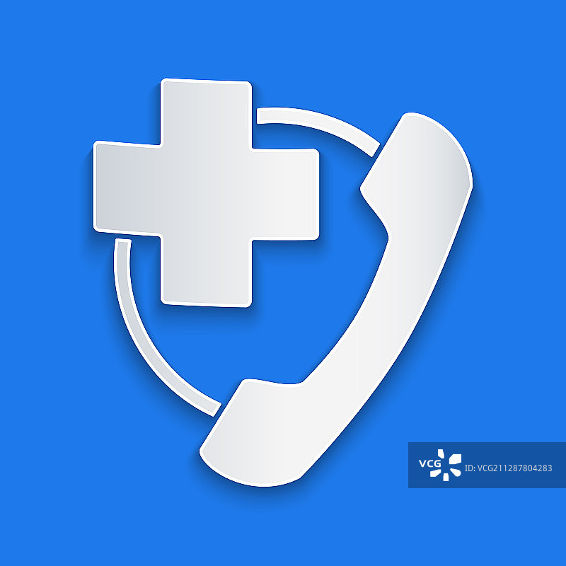 剪纸紧急呼叫医院图标图片素材