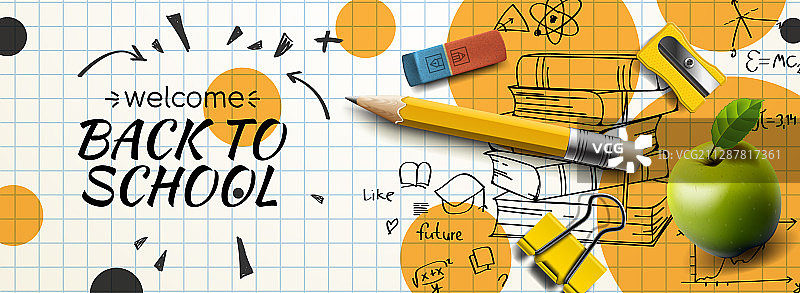 返校季涂鸦横幅图片素材