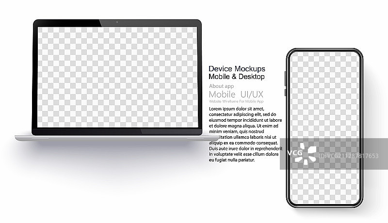 逼真笔记本电脑和智能手机图片素材