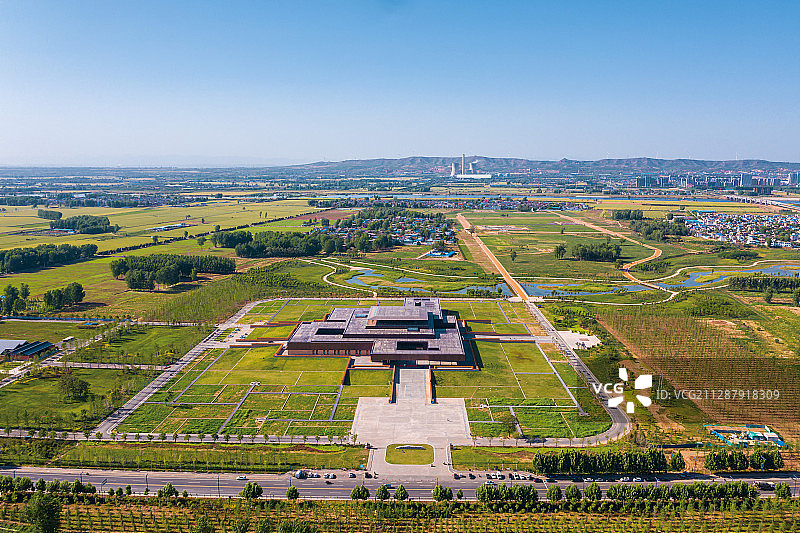 航拍洛阳偃师二里头夏都博物馆图片素材