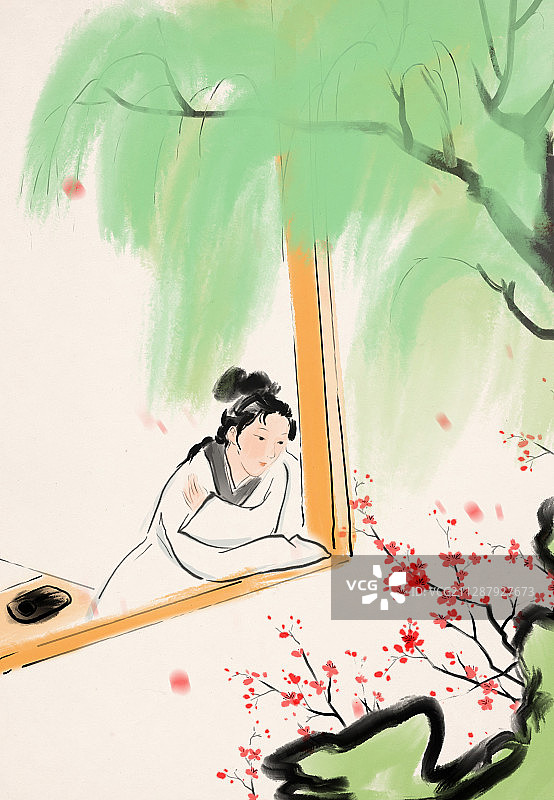 传统文化中国古典名著红楼梦金陵十二钗水墨仕女人物画图片素材