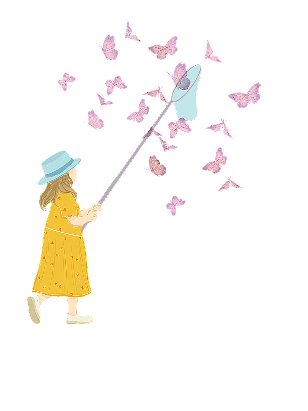 小女孩扑捉蝴蝶昆虫图片素材