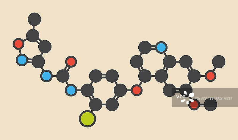 Tivozanib抗癌药物分子图片素材