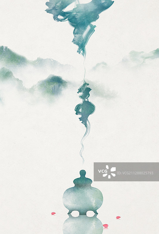 中式奇幻香炉插画图片素材